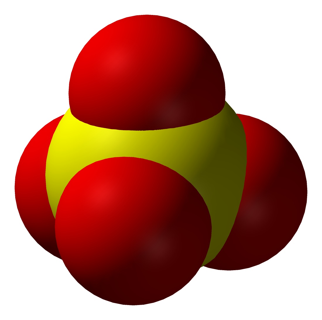 The sulfate anion, SO42−, as a space-filling model.