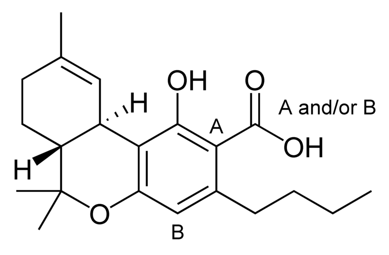 Chemical structure of delta-9-tetrahydrocannabinolic acid-C4