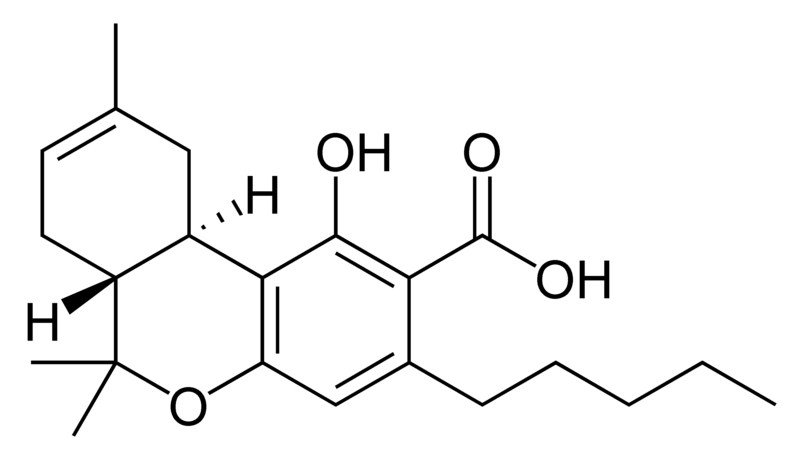 Chemical structure of delta-8-tetrahydrocannabinolic acid A.