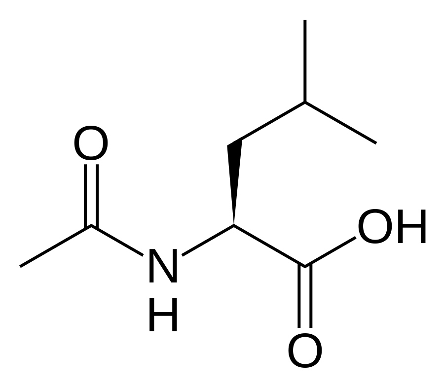 Stereo, skeletal model of acetylleucine (S)
