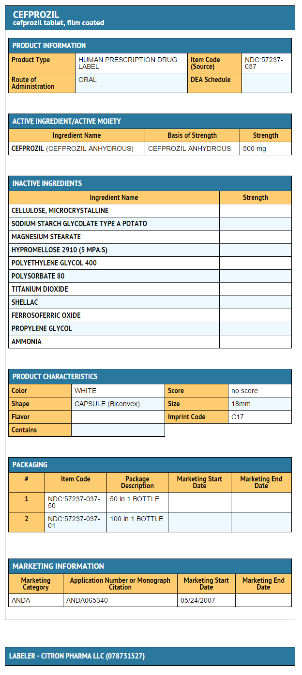 File:Cefprozil 500 mg FDA package label.png