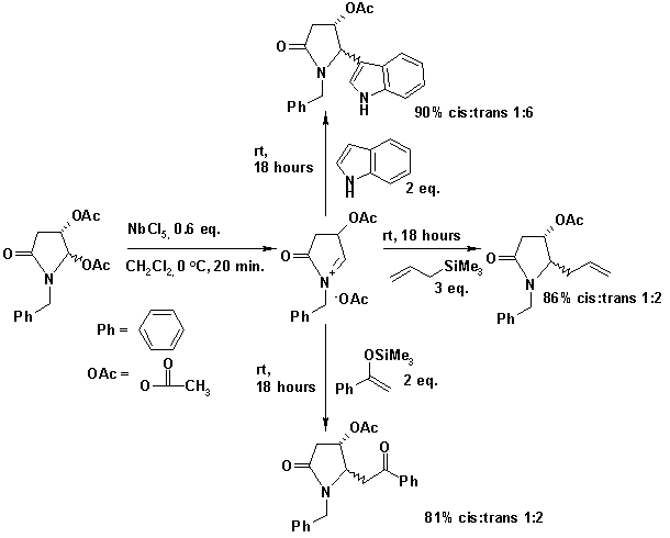N-acyliminium ion generated from niobium pentachloride