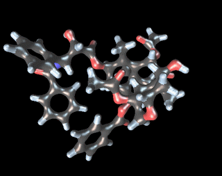 Rotated Paclitaxel molecule model (Animated GIF, 1.2Mb size)