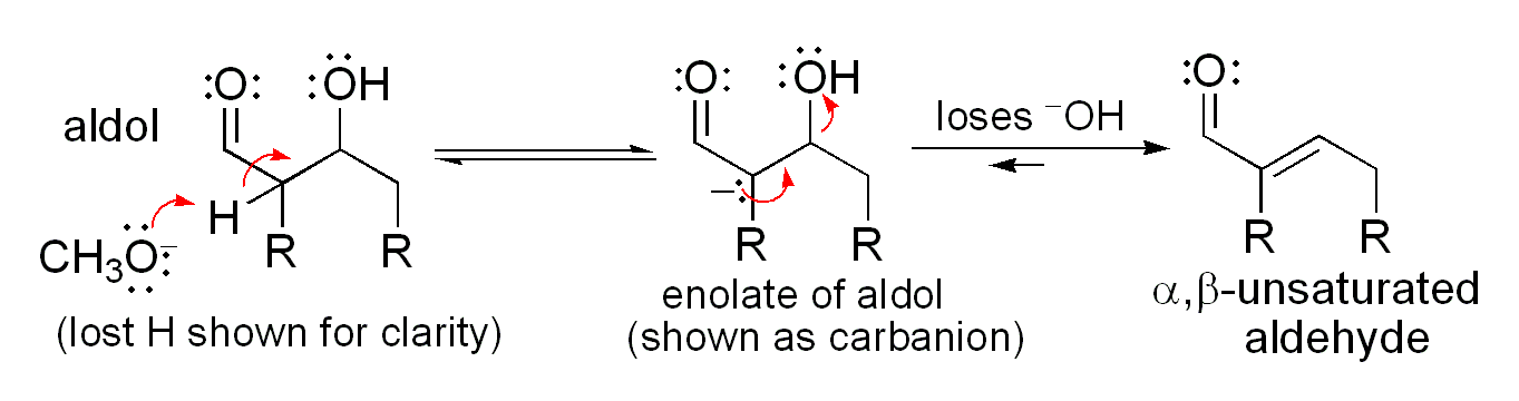 Mechanism for acid-catalyzed dehydration of an aldol