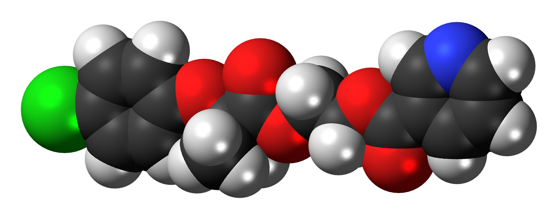 Space-filling model of the etofibrate molecule