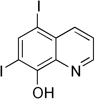 Skeletal formula of diiodohydroxyquinoline