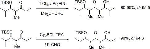 Aldol reaction with enolate-based stereocontrol