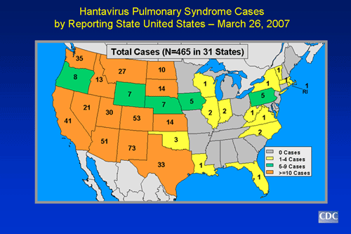 Hantavirus pulmonary syndrome cases by state of residence