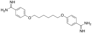 Skeletal formula of hexamidine