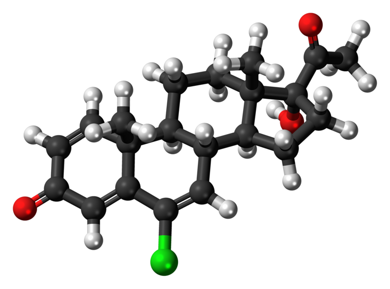 Ball-and-stick model of the delmadinone molecule