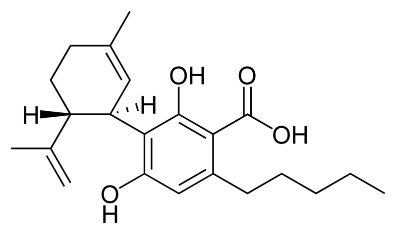 Chemical structure of cannabidiolic acid.