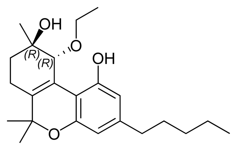 Chemical structure of trans-cannabitriol ethyl ether.