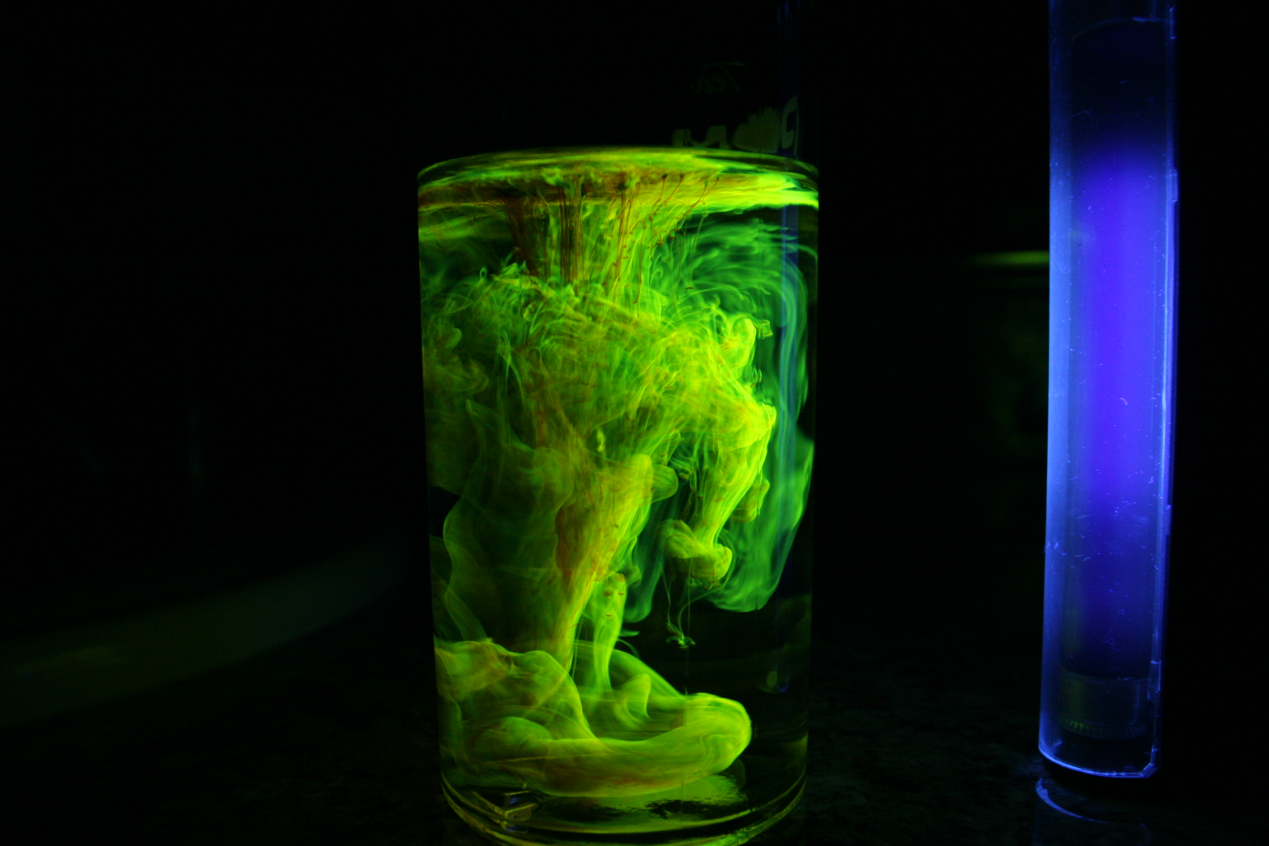 Fluorescein under UV illumination